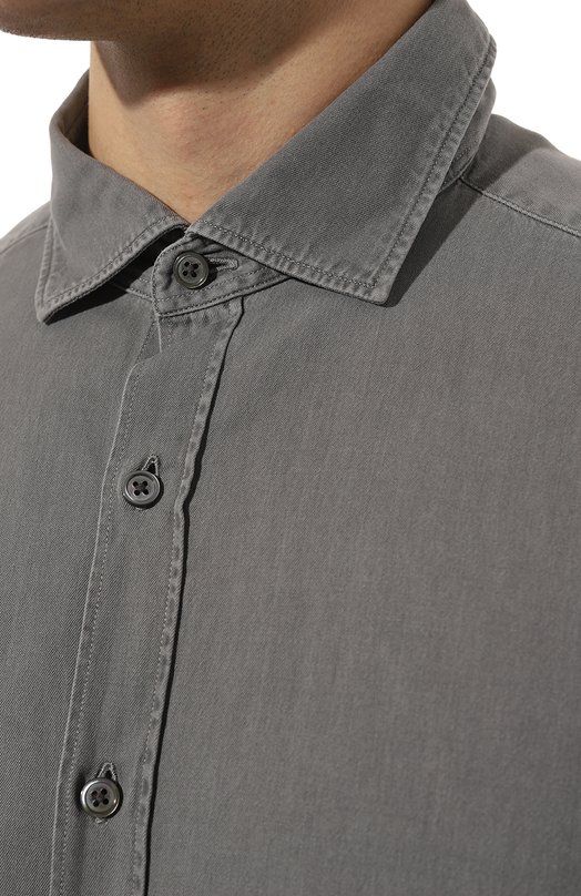 Хлопковая рубашка Zegna UCX13A6/SRF6 Серый  UCX13A6/SRF6 Фото 5