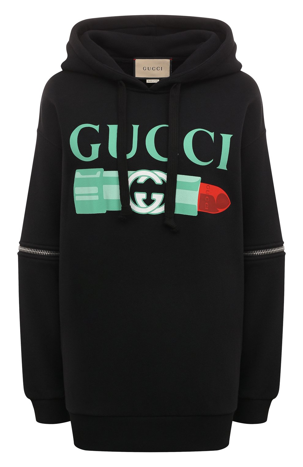 Хлопковое худи GUCCI черного цвета по цене 169500 руб., арт. 743404/XJFIX, фото 1 Хлопковое худи GUCCI, арт. 743404/XJFIX, фото 1