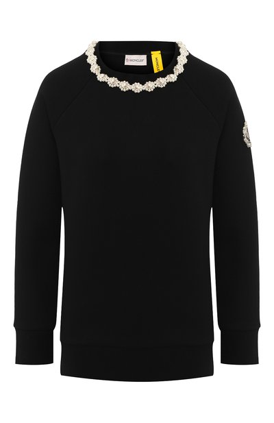 Женский хлопковый пуловер с декоративной отделкой MONCLER, арт. D2-09W-80512-01-809CC