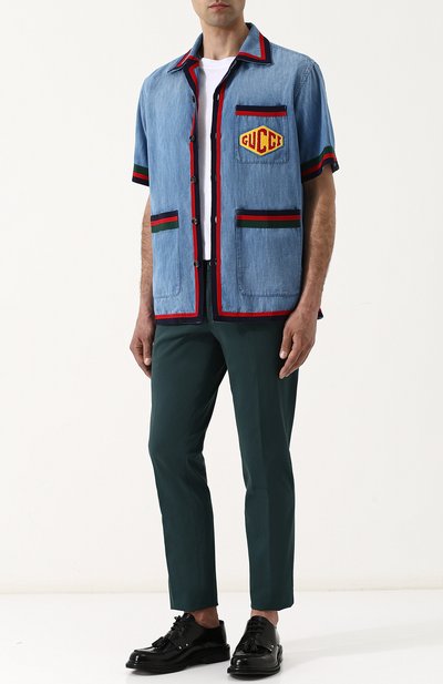 Хлопковая рубашка с контрастной отделкой GUCCI, арт. 519931/XRA78, фото 2