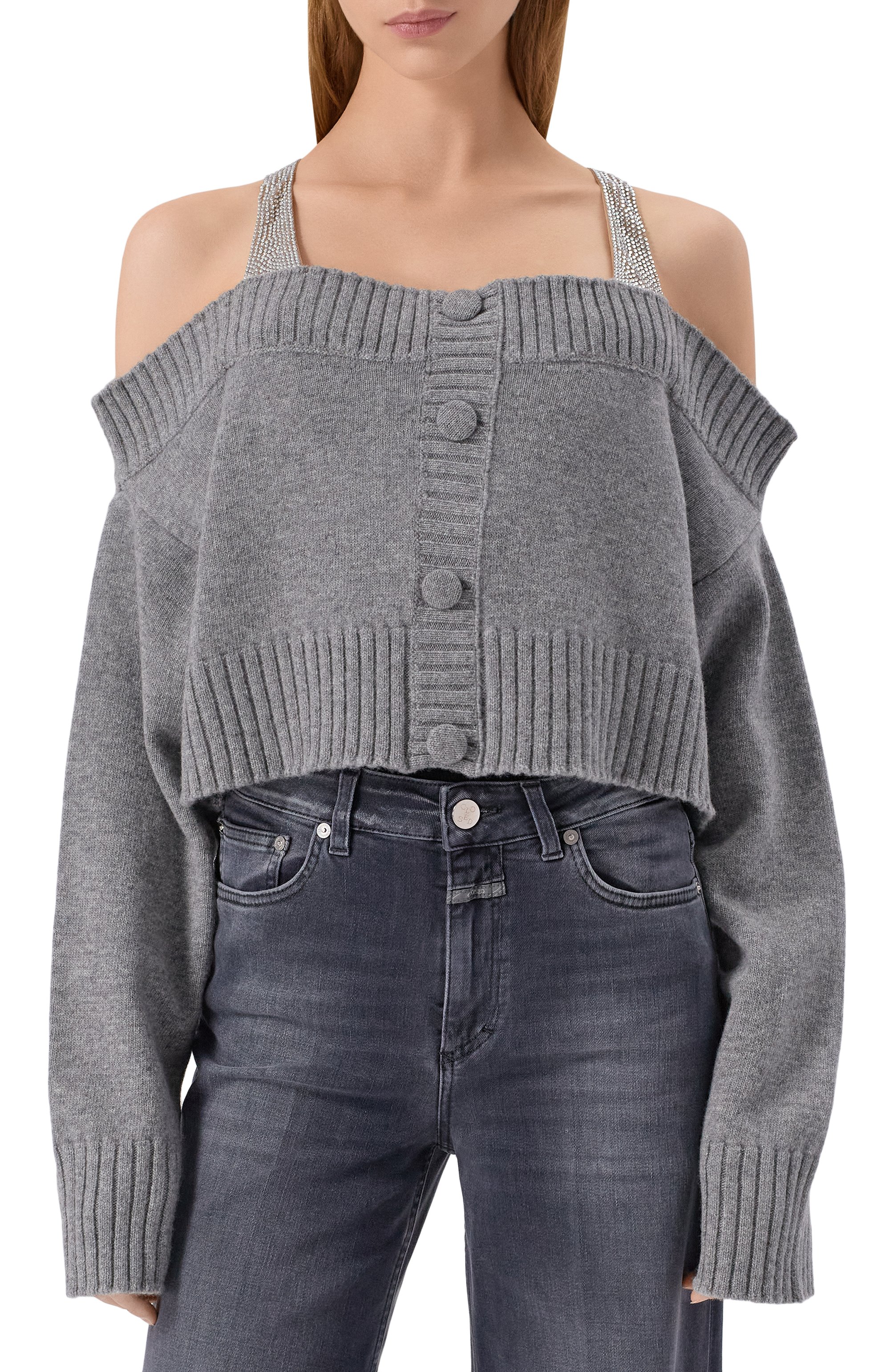 Шерстяной топ с отделкой стразами GIUSEPPE DI MORABITO, арт. 05FWKNT359 05358, фото 3