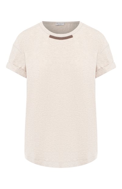 Женская хлопковая футболка BRUNELLO CUCINELLI, арт. M0T18BB110
