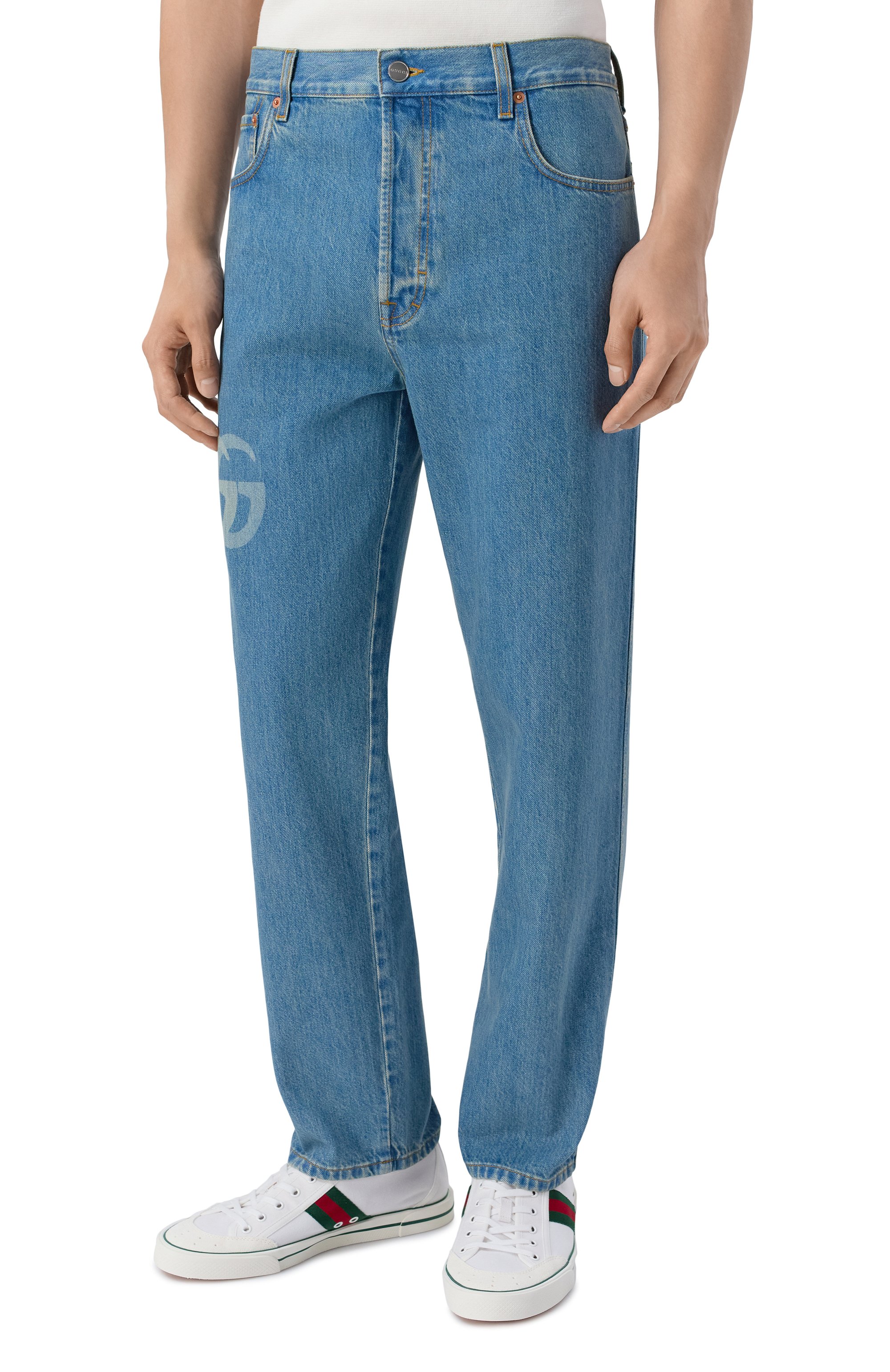 Джинсы GUCCI голубого цвета по цене 115500 руб., арт. 815642/XDC6W, фото 3 Джинсы GUCCI, арт. 815642/XDC6W, фото 3