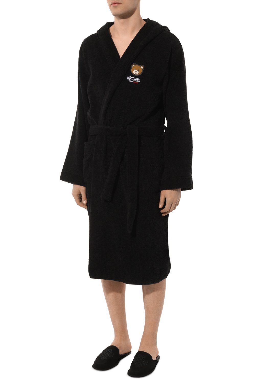 Хлопковый халат MOSCHINO черного цвета по цене 18300 руб., арт. 232V6/A9601/4307, фото 3 Хлопковый халат MOSCHINO, арт. 232V6/A9601/4307, фото 3
