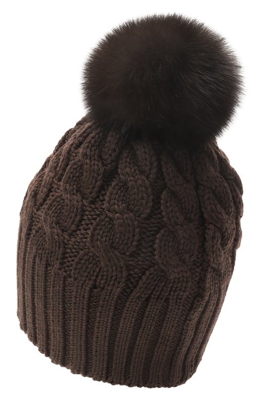 Шерстяная шапка Mona с отделкой из соболя Black Sable BS-24016 Коричневый  BS-24016 Фото 2