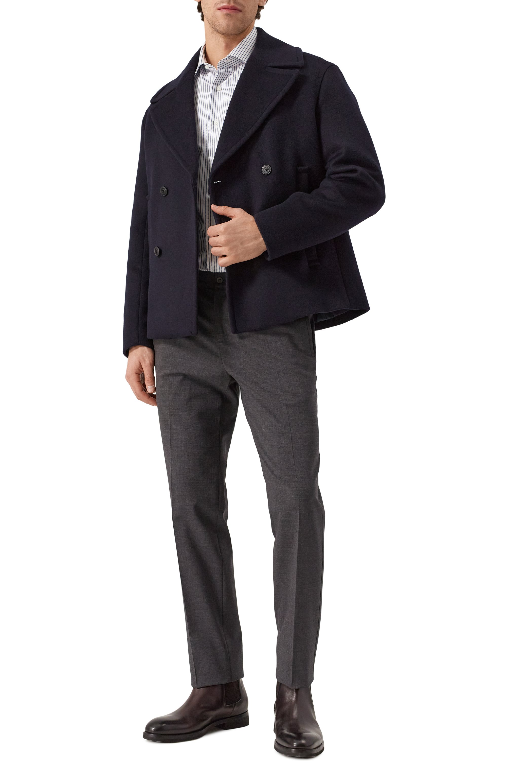 Шерстяное пальто EMPORIO ARMANI темно-синего цвета по цене 91950 руб., арт. 6D1BA6/1NMYZ, фото 2 Шерстяное пальто EMPORIO ARMANI, арт. 6D1BA6/1NMYZ, фото 2