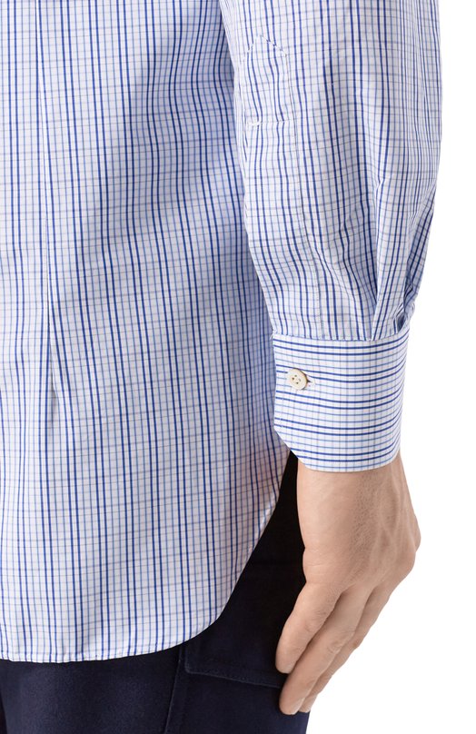 Хлопковая рубашка Kiton UCCH0948219 Синий  UCCH0948219 Фото 5