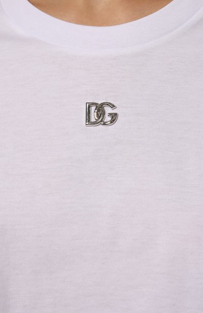 Хлопковая футболка DOLCE & GABBANA белого цвета по цене 46350 руб., арт. F8S21Z/G7E0W, фото 5 Хлопковая футболка DOLCE & GABBANA, арт. F8S21Z/G7E0W, фото 5