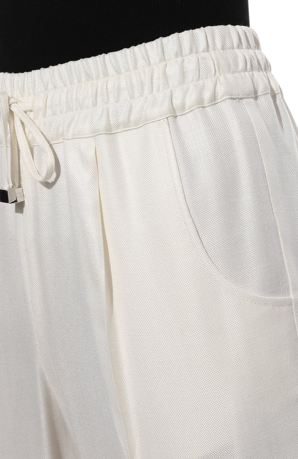 Брюки из вискозы KITON белого цвета по цене 87950 руб., арт. D37102K09T11, фото 5 Брюки из вискозы KITON, арт. D37102K09T11, фото 5