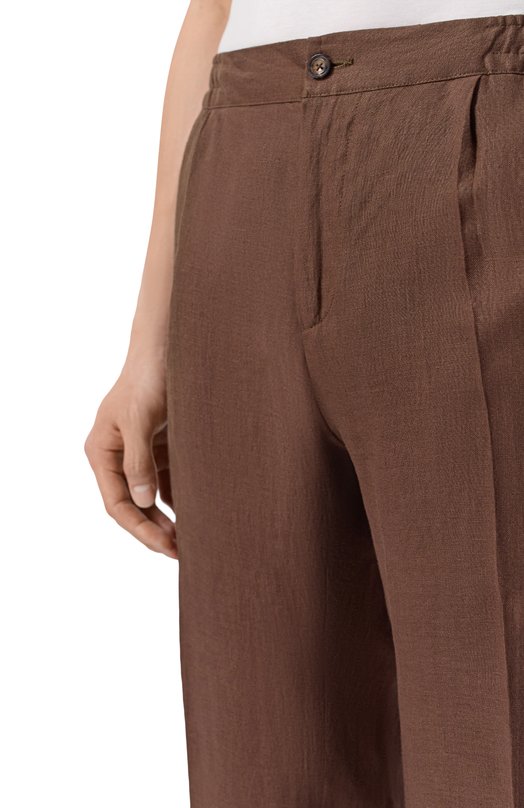 Льняные брюки Kiton UPN01H09690 Коричневый  UPN01H09690 Фото 5