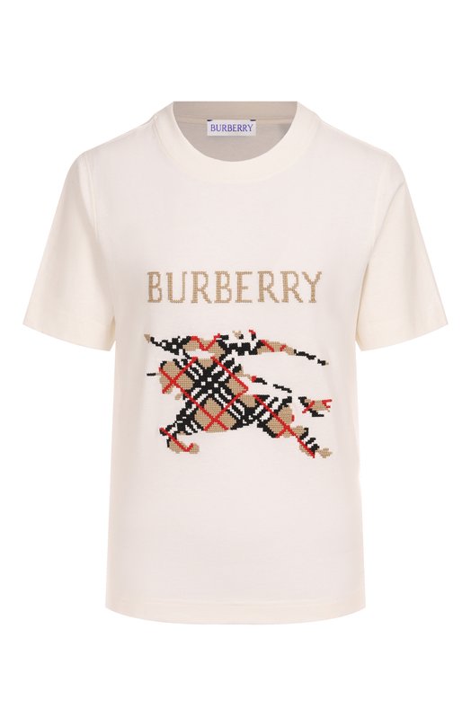 Хлопковая футболка Burberry 8110955 Кремовый 8110955