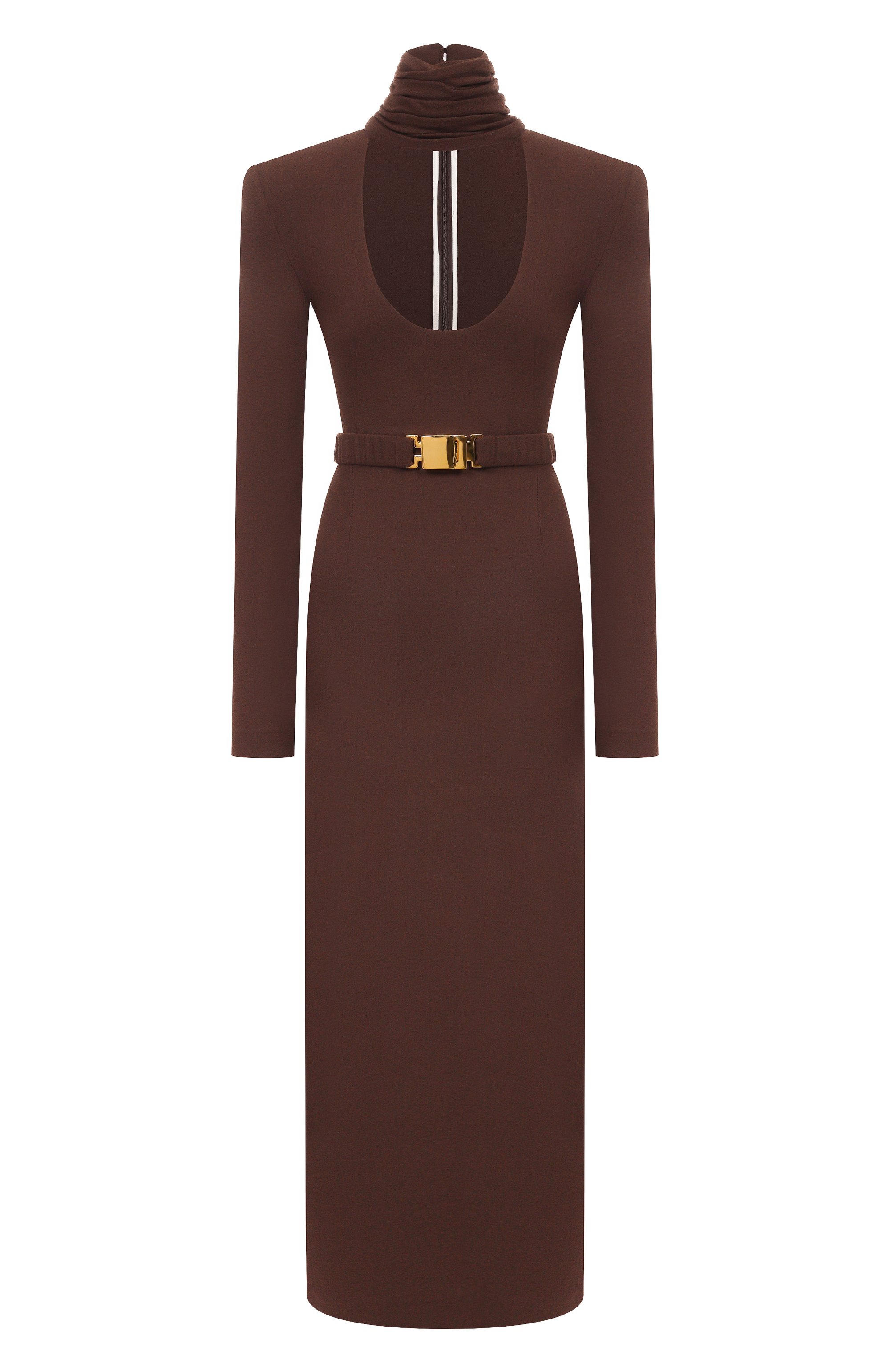 Шерстяное платье ROWEN ROSE коричневого цвета по цене 141500 руб., арт. DRS_RR415/CREPE, фото 1 Шерстяное платье ROWEN ROSE, арт. DRS_RR415/CREPE, фото 1