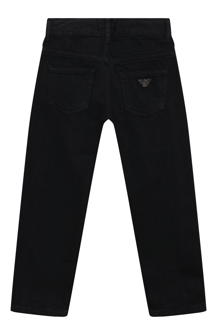 Детские джинсы EMPORIO ARMANI темно-синего цвета, арт. 6R4J75/4N7VZ | Фото 2 (Материал внешний: Хлопок, Лиоцелл; Нос: Не проставлено; Детали: Однотонный; Автоматизация состава: Проставлено)