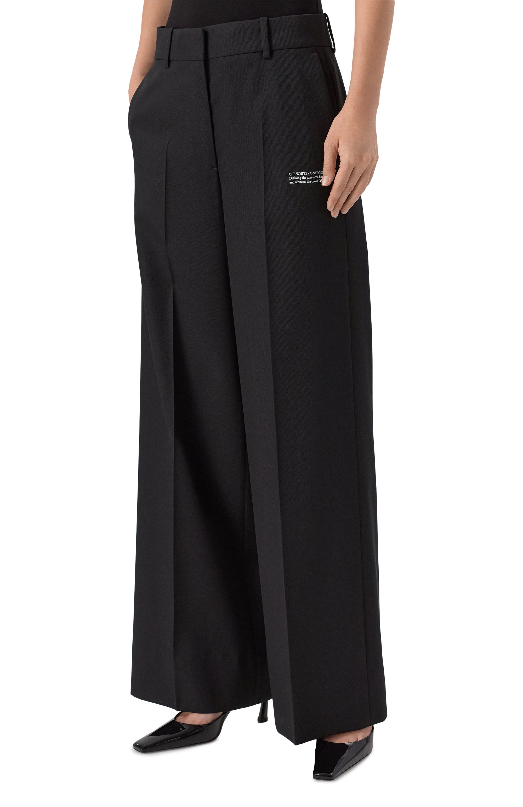 Шерстяные брюки OFF-WHITE черного цвета по цене 103500 руб., арт. 0WCA174C99FAB0021001, фото 3 Шерстяные брюки OFF-WHITE, арт. 0WCA174C99FAB0021001, фото 3