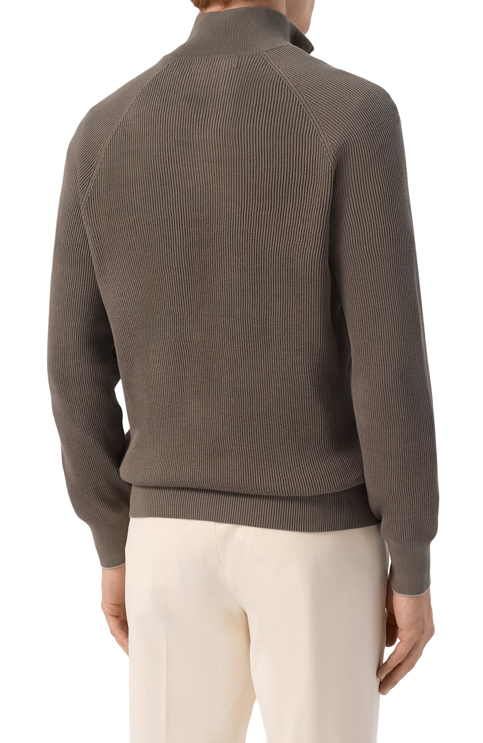 Хлопковый джемпер BRUNELLO CUCINELLI хаки цвета по цене 115000 руб., арт. M29400104, фото 4 Хлопковый джемпер BRUNELLO CUCINELLI, арт. M29400104, фото 4
