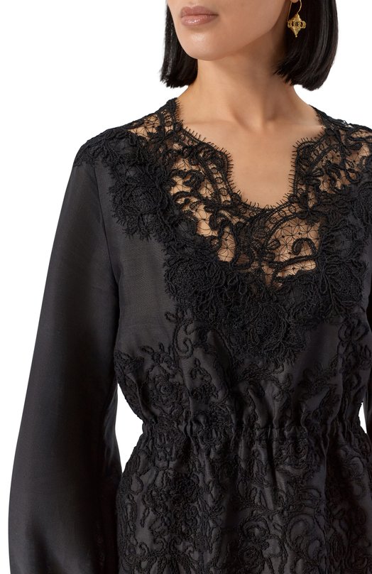 Платье из хлопка и льна Ermanno Scervino D464Q627NZB Чёрный  D464Q627NZB Фото 5