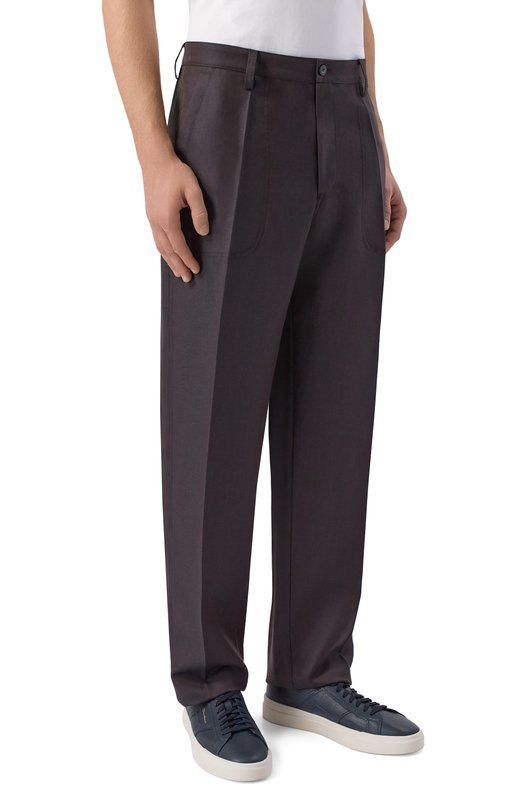 Брюки из шерсти и льна Canali U91810/AV05972 Коричневый  U91810/AV05972 Фото 3