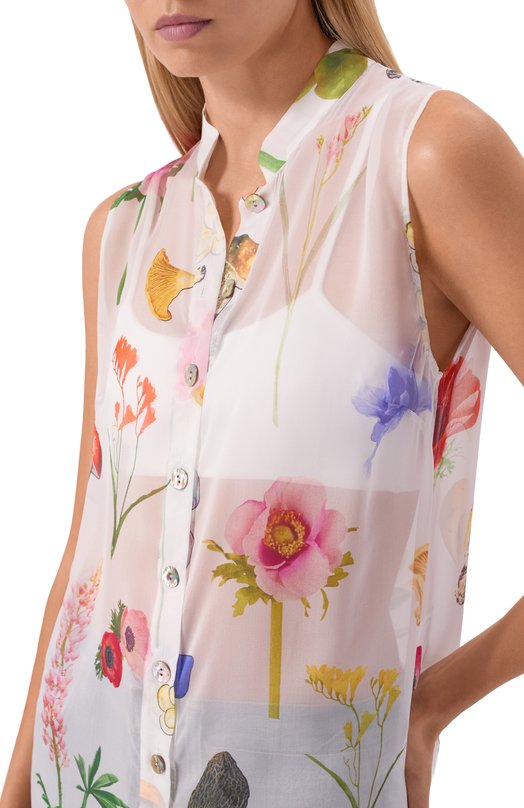 Шелковый топ YANINA T-3109B Белый  T-3109B Фото 5