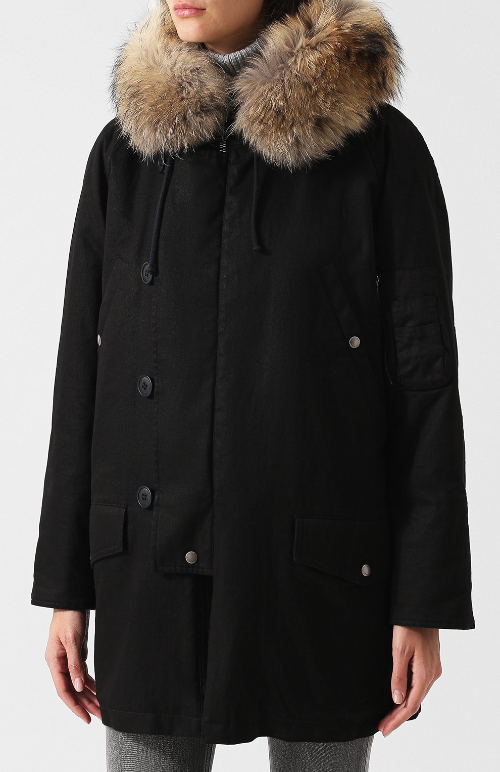 Хлопковая парка на меховой подкладке SAINT LAURENT, арт. 541961/Y681T, фото 3