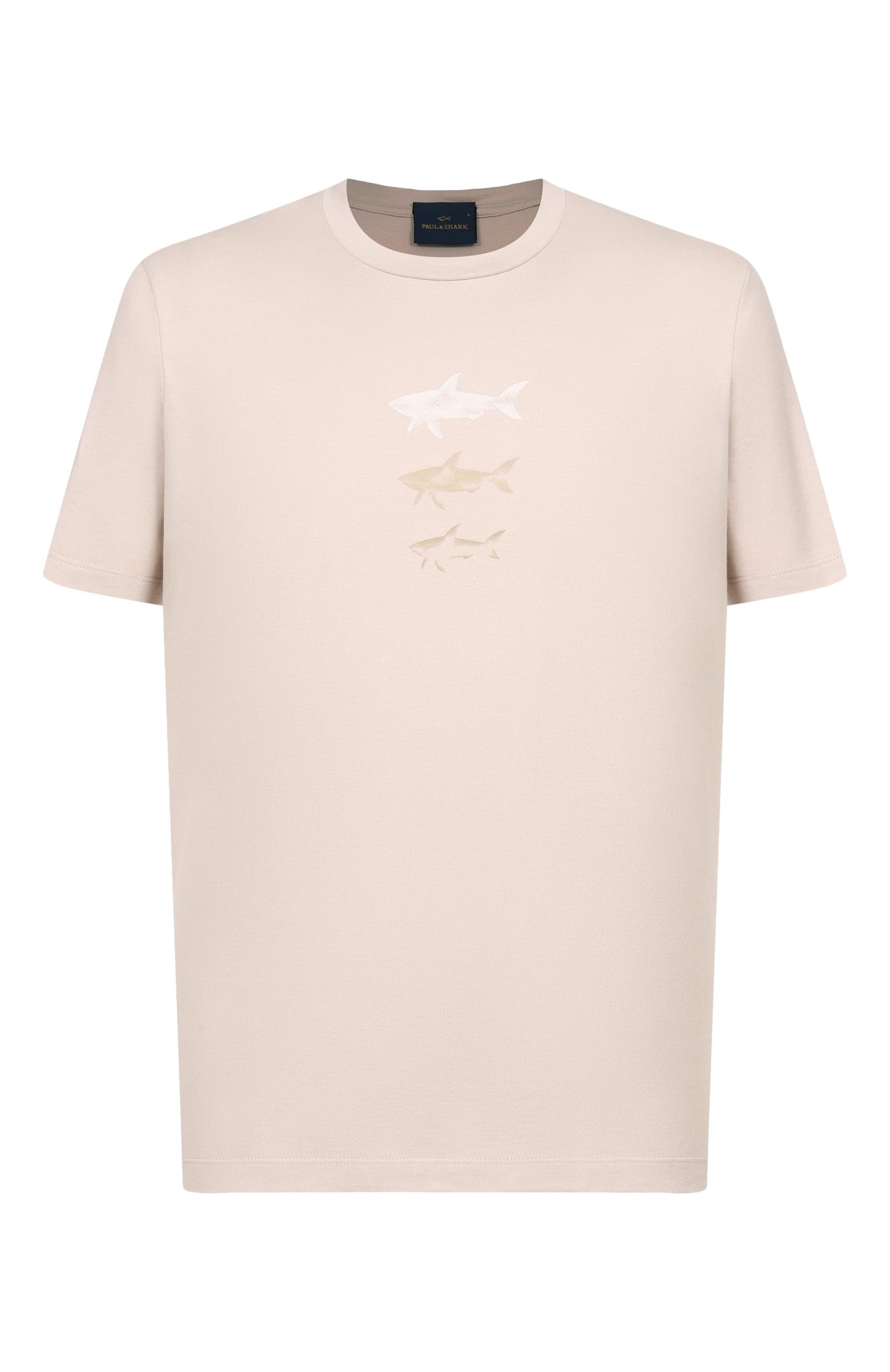 Хлопковая футболка PAUL&SHARK светло-бежевого цвета по цене 31600 руб., арт. 26411048, фото 1 Хлопковая футболка PAUL&SHARK, арт. 26411048, фото 1