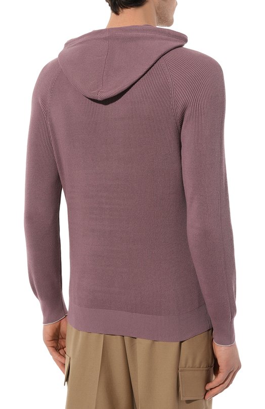 Хлопковое худи Brunello Cucinelli M2900B2022 Сиреневый  M2900B2022 Фото 4