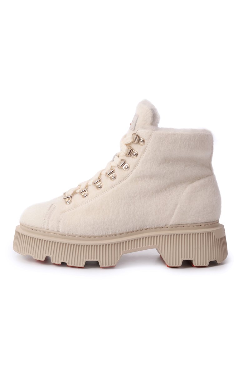 Женские текстильные ботинки SANTONI кремового цвета, арт. WTHG71315GA2ARYK | Фото 4 (Материал утеплителя: Натуральный мех; Драгоценные камни: Проставлено; Материал внешний: Текстиль; Материал сплава: Проставлено; Подошва: Платформа; Каблук высота: Низкий; Женское Кросс-КТ: Хайкеры-ботинки, Зимние ботинки)