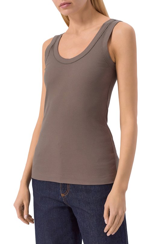 Хлопковая майка Brunello Cucinelli MG902FP100 Коричневый  MG902FP100 Фото 3