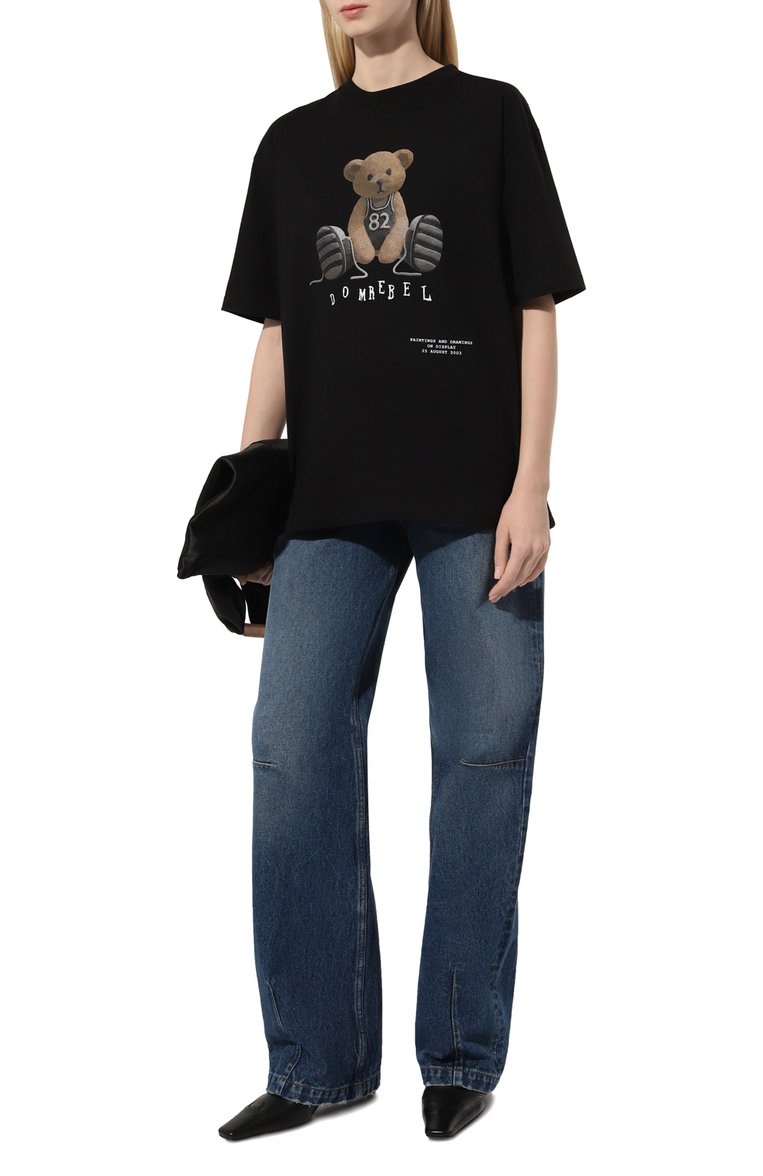 Женская хлопковая футболка DOMREBEL черного цвета, арт. GAMETIME/T-SHIRT | Фото 2 (Драгоценные камни: Проставлено; Длина (для топов): Стандартные; Материал сплава: Проставлено; Материал внешний: Хлопок; Рукава: Короткие; Принт: С принтом; Стили: Гранж)