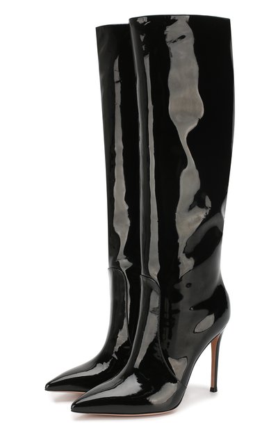 Сапоги heather из лаковой кожи GIANVITO ROSSI черного цвета по цене 156500 руб., арт. G80624.15RIC.VERNER0, фото 1 Сапоги heather из лаковой кожи GIANVITO ROSSI, арт. G80624.15RIC.VERNER0, фото 1