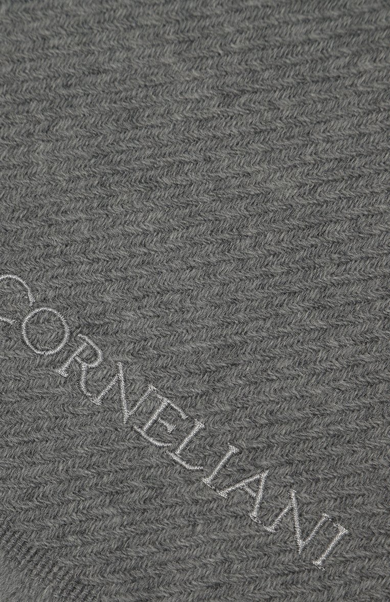 Мужской шерстяной шарф CORNELIANI серого цвета, арт. 94B354-9429016 | Фото 3 (Материал: Текстиль, Шерсть; Нос: Не проставлено; Материал сплава: Проставлено; Кросс-КТ: шерсть; Мужское Кросс-КТ: Шарфы - с бахромой)
