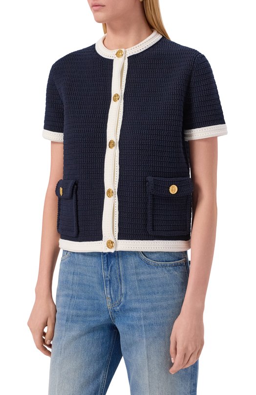 Хлопковый кардиган Gucci 819373/XKE0T Синий  819373/XKE0T Фото 3