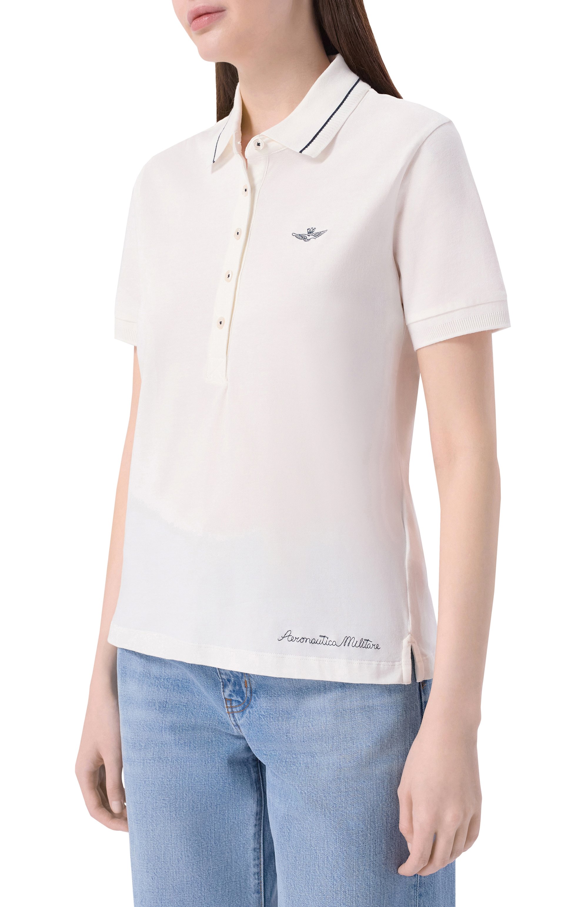 Хлопковое поло AERONAUTICA MILITARE молочного цвета по цене 13400 руб., арт. P01911DP00343, фото 3 Хлопковое поло AERONAUTICA MILITARE, арт. P01911DP00343, фото 3