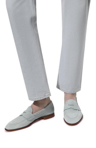 Замшевые лоферы SANTONI голубого цвета по цене 69950 руб., арт. WUSF59962HAFSLH0Z25, фото 3 Замшевые лоферы SANTONI, арт. WUSF59962HAFSLH0Z25, фото 3