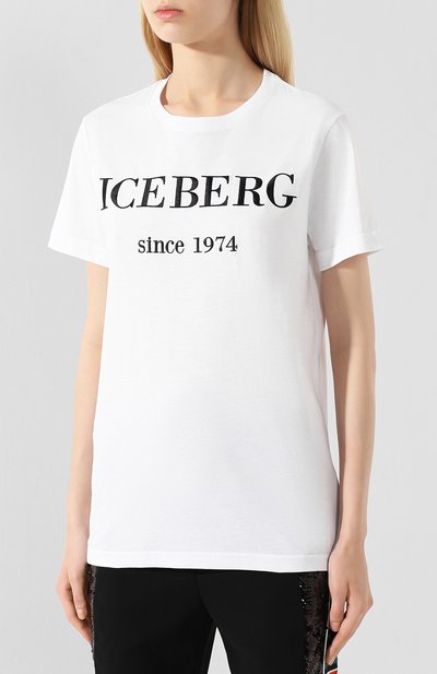 Хлопковая футболка ICEBERG белого цвета по цене 9950 руб., арт. 19I I2P0/F09A/6331, фото 3 Хлопковая футболка ICEBERG, арт. 19I I2P0/F09A/6331, фото 3