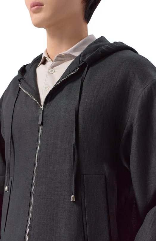 Льняной бомбер Kiton UGK137K0708H Чёрный  UGK137K0708H Фото 5