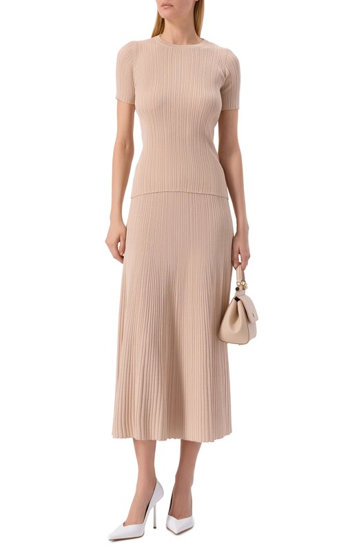 Юбка из хлопка и шелка Agnona KG11010E/7Q180PE Бежевый  KG11010E/7Q180PE Фото 2