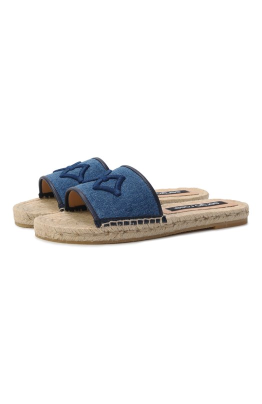 Текстильные шлепанцы sr Sea Scale Embroidery Sergio Rossi B12770/MFL298 Синий B12770/MFL298