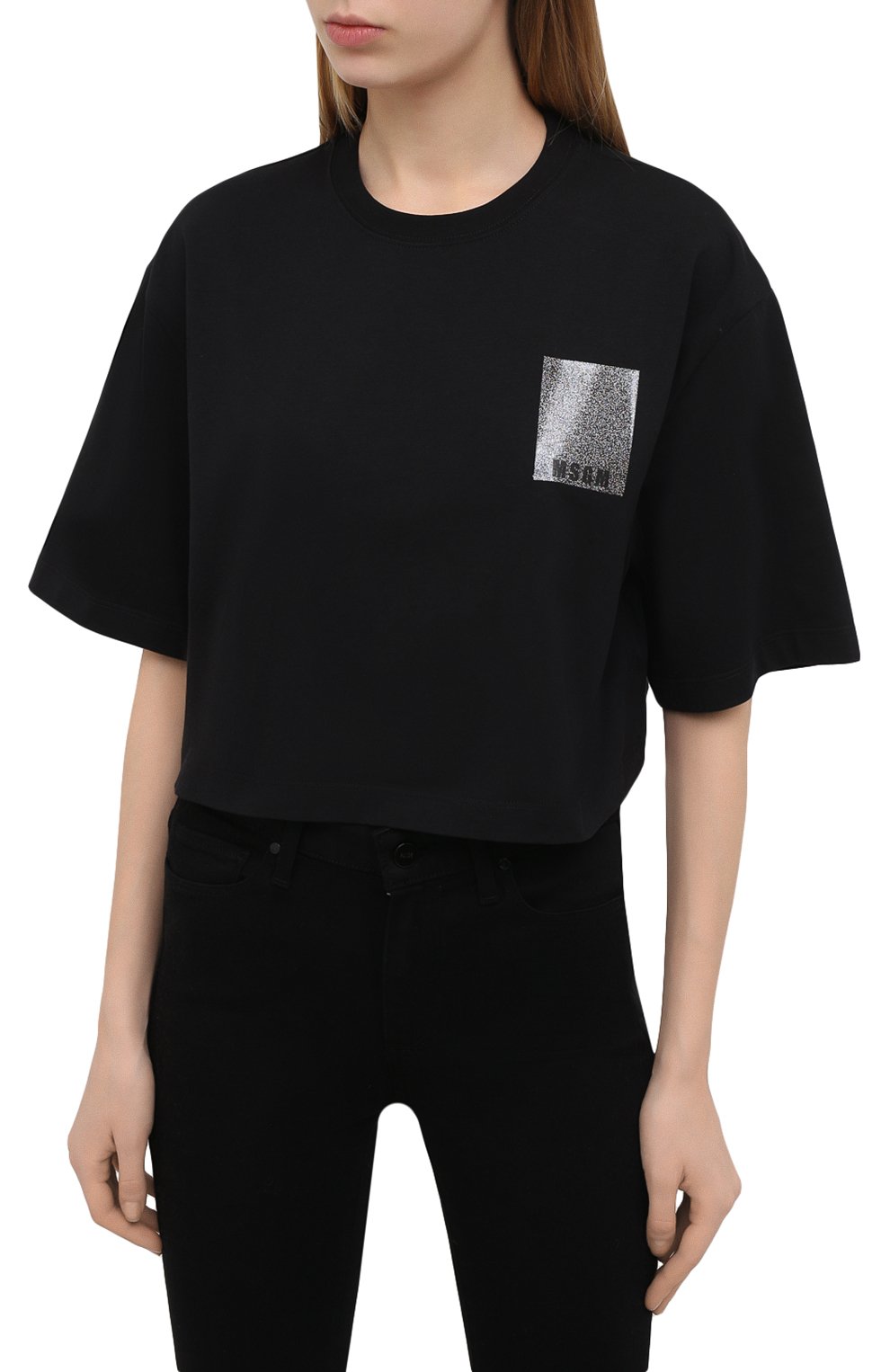 Хлопковая футболка MSGM черного цвета по цене 14850 руб., арт. 3041MDM105 217298, фото 3 Хлопковая футболка MSGM, арт. 3041MDM105 217298, фото 3