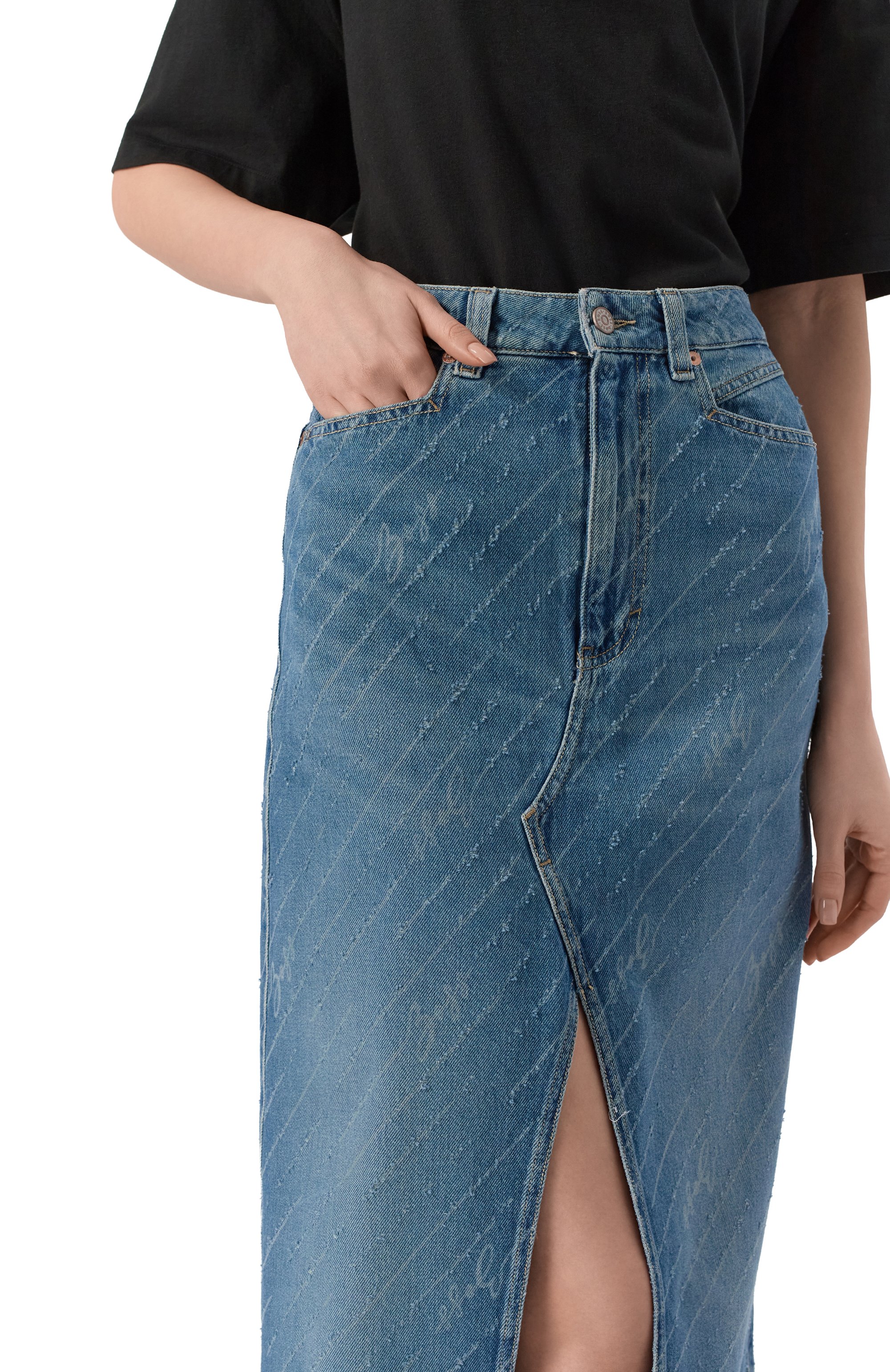 Джинсовая юбка BOSS ORANGE синего цвета по цене 21550 руб., арт. 50542445, фото 5 Джинсовая юбка BOSS ORANGE, арт. 50542445, фото 5