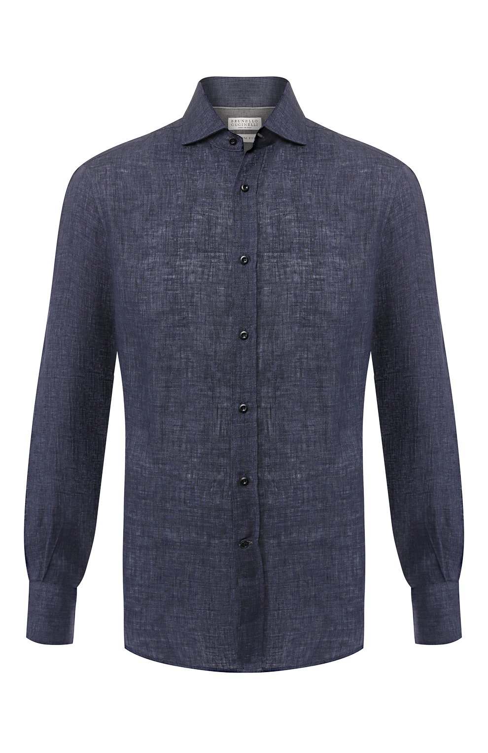 Льняная рубашка BRUNELLO CUCINELLI темно-синего цвета по цене 48900 руб., арт. MF6301718, фото 1 Льняная рубашка BRUNELLO CUCINELLI, арт. MF6301718, фото 1