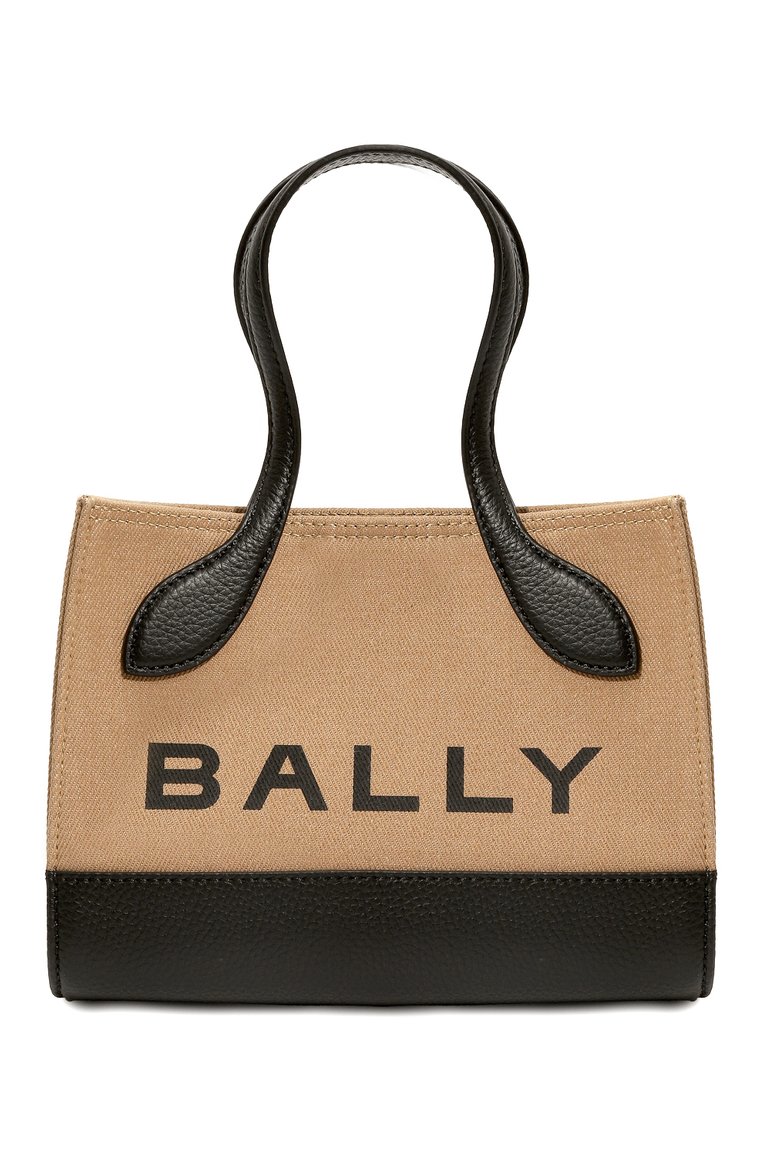 Женская сумка bar mini BALLY бежевого цвета, арт. WAM02G/CV034 | Фото 1 (Сумки-технические: Сумки top-handle; Материал сплава: Проставлено; Размер: mini; Ремень/цепочка: На ремешке; Материал: Текстиль; Драгоценные камни: Проставлено)