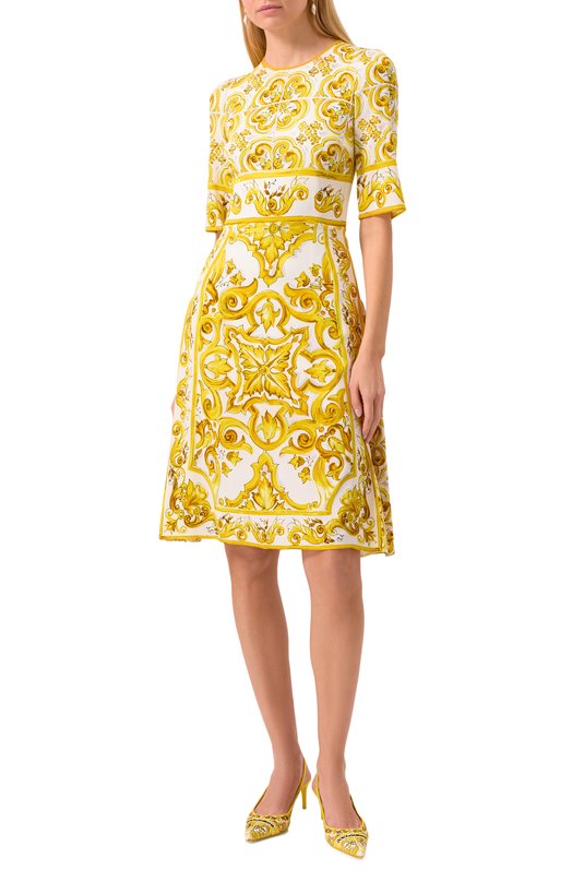 Шелковое платье Dolce & Gabbana F6ADST/HPABL Жёлтый  F6ADST/HPABL Фото 3