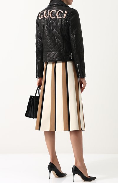 Стеганая кожаная куртка с декорированной спинкой GUCCI, арт. 502674/XG576, фото 2