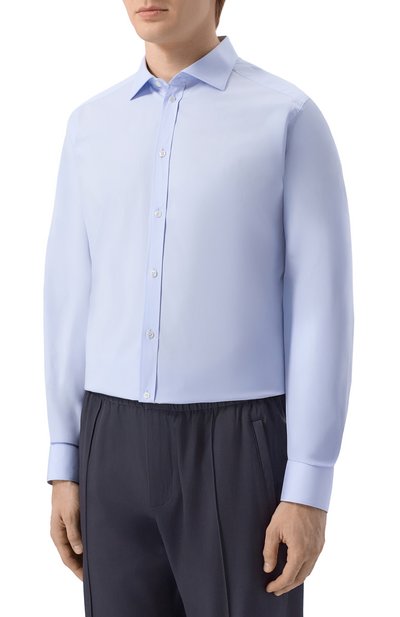 Хлопковая сорочка DOLCE & GABBANA голубого цвета по цене 65300 руб., арт. G50I6T/FUEAJ, фото 3 Хлопковая сорочка DOLCE & GABBANA, арт. G50I6T/FUEAJ, фото 3