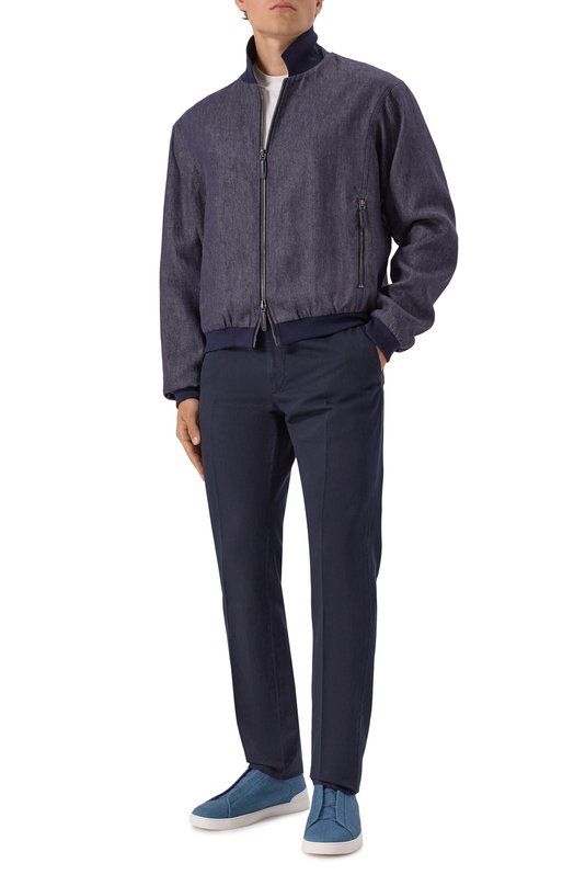 Брюки из хлопка и льна Zegna TR10/UBI37A5 Синий  TR10/UBI37A5 Фото 2