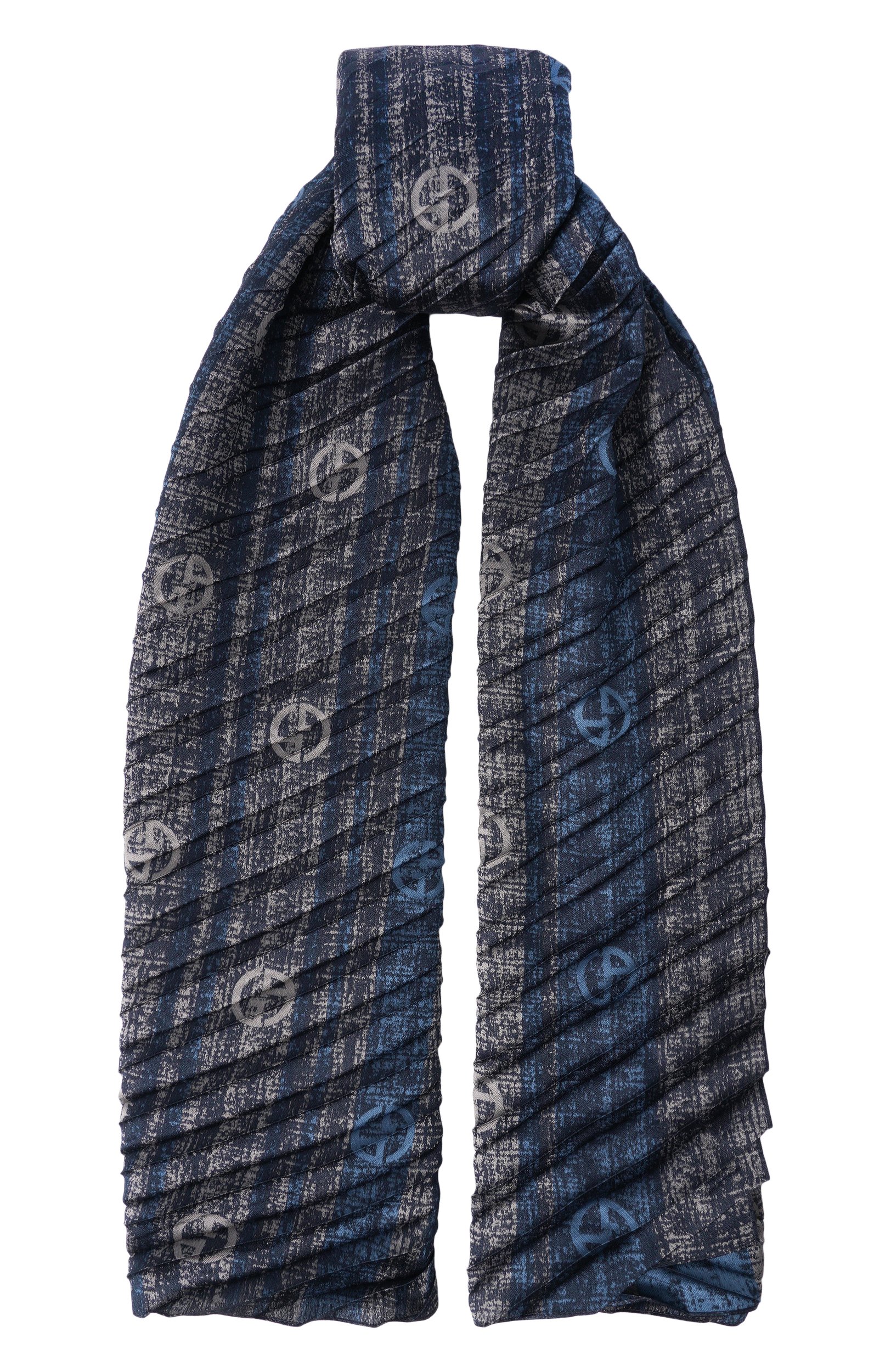 Палантин GIORGIO ARMANI синего цвета по цене 64700 руб., арт. GW003934/AF28754, фото 1 Палантин GIORGIO ARMANI, арт. GW003934/AF28754, фото 1