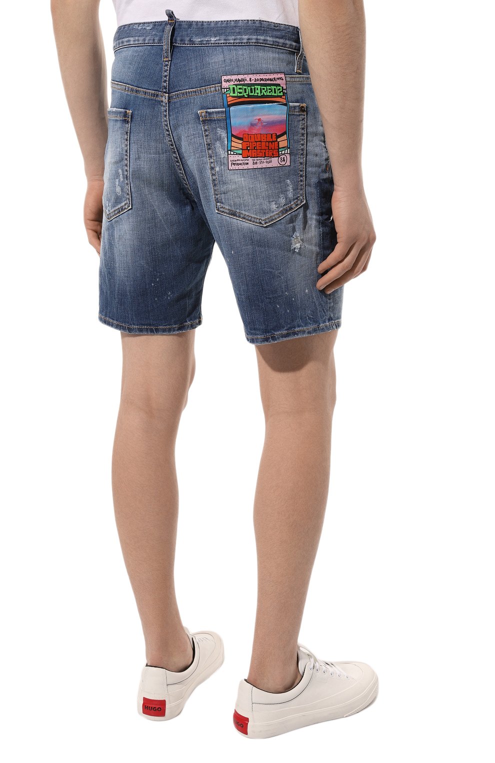 Джинсовые шорты DSQUARED2 синего цвета по цене 69250 руб., арт. S71MU0752/S30664, фото 4 Джинсовые шорты DSQUARED2, арт. S71MU0752/S30664, фото 4