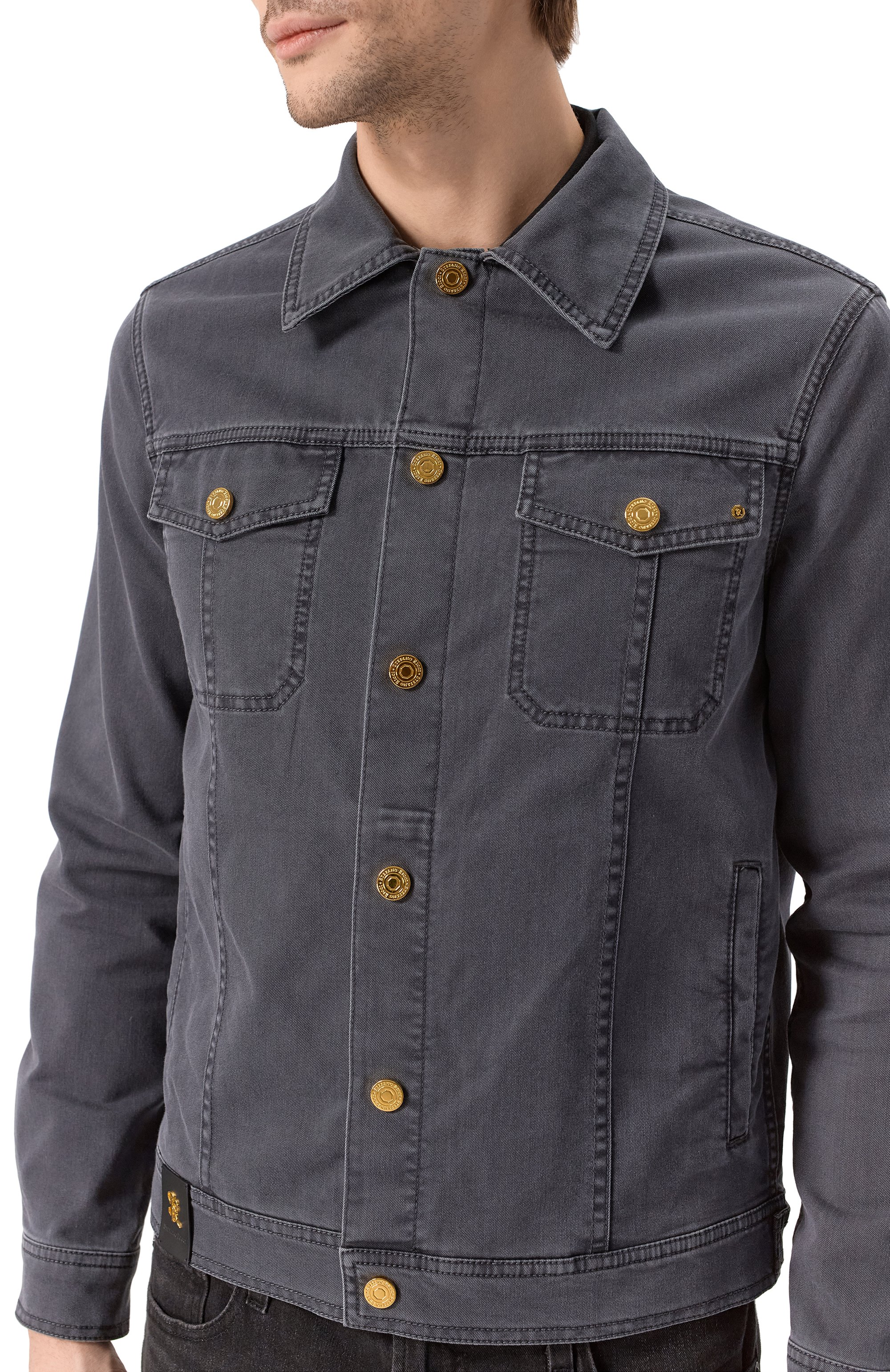 Джинсовая куртка STEFANO RICCI темно-серого цвета по цене 184000 руб., арт. MFJ5102070/T286BK, фото 5 Джинсовая куртка STEFANO RICCI, арт. MFJ5102070/T286BK, фото 5