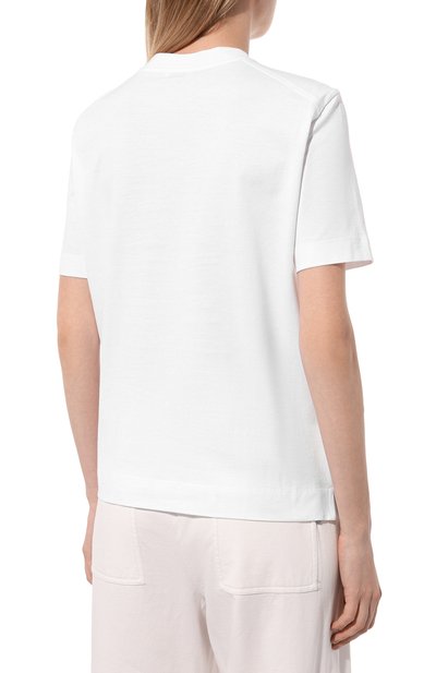 Хлопковая футболка BRUNELLO CUCINELLI белого цвета по цене 69950 руб., арт. M0T81HR200, фото 4 Хлопковая футболка BRUNELLO CUCINELLI, арт. M0T81HR200, фото 4