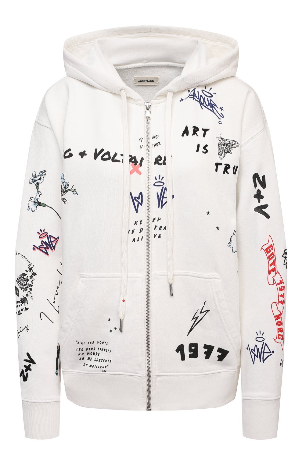 Хлопковая толстовка ZADIG AND VOLTAIRE белого цвета по цене 25700 руб., арт. SKTR7102F, фото 1 Хлопковая толстовка ZADIG AND VOLTAIRE, арт. SKTR7102F, фото 1